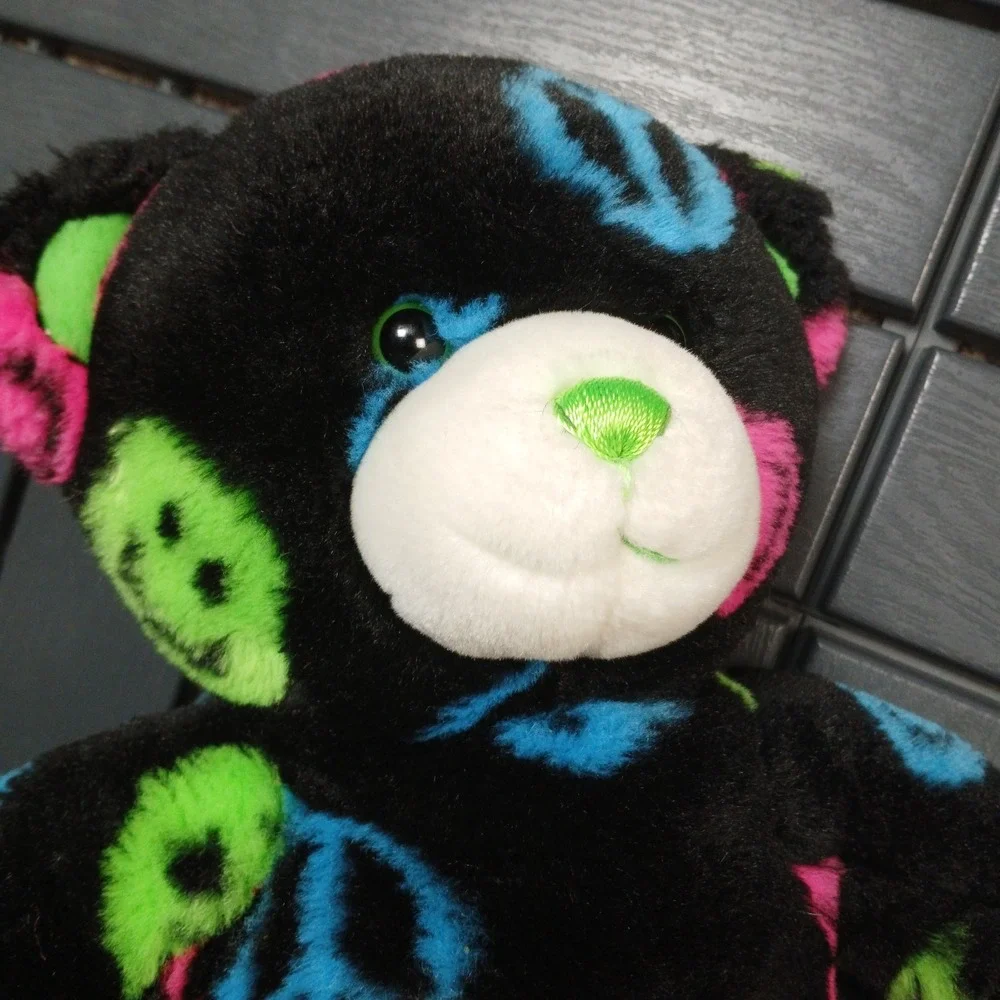 Build-A-Bear Black Peace Sign Smiley Face Bear 15